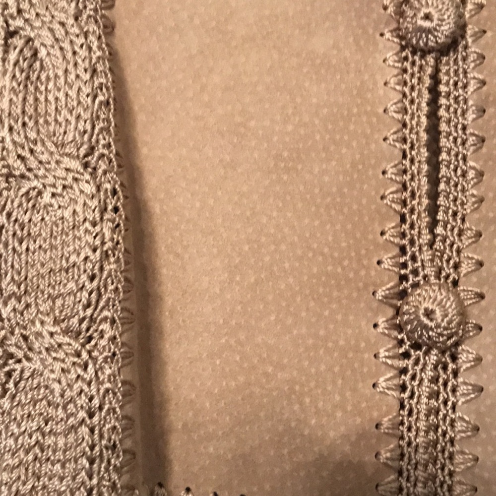 Large Beige leather vest with rayon trim & buttons . - Picture 3 of 5